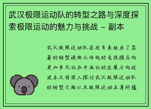 武汉极限运动队的转型之路与深度探索极限运动的魅力与挑战 - 副本